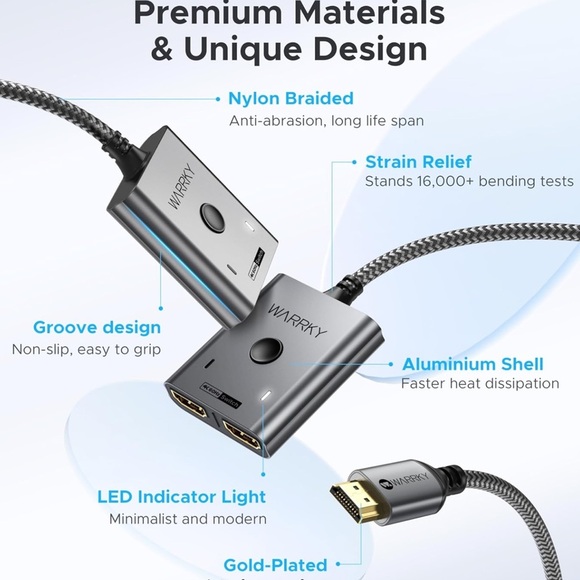 2x1 HDMI Switch 4K@60Hz W 3.3ft Cable Bidirectional Splitter for PS5/Xbox/Roku - Picture 6 of 9